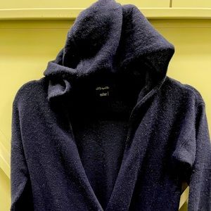 Deep navy cashmere hoodie sweater.